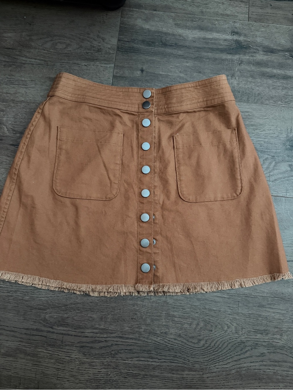 Madewell Button-Front Mini Skirt in Tan